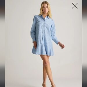 Quince Light Blue Striped Long Sleeve Dress Size Large